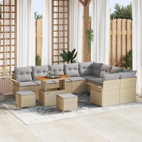 vidaXL Σετ Καναπέ Κήπου 12 pcs Μπεζ, Ανοιχτό Γκρι 90 x 55 x 71 cm