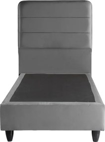 Κρεβάτι μονό Linteda pakoworld ανθρακί βελούδο 90x200εκ