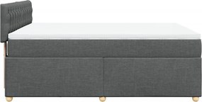 vidaXL Κρεβάτι Boxspring με Στρώμα Σκούρο Γκρι 140x190 εκ. Υφασμάτινο