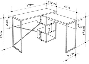 Γραφείο εργασίας πολυμορφικό Badau Megapap χρώμα sapphire oak 110x37,2x77εκ.