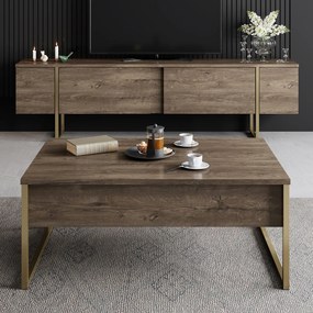 Τραπεζάκι Σαλονιού Καρυδί / Χρυσό FODREA 90x60x40