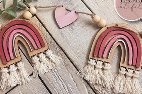 Σετ των 2 Intra απο ξύλο plywood 3mm-4mm πάχος – Ημέρα του Αγίου Βαλεντίνου Rainbow Garland Δίασταση 20x20 cm INTRAFABR-72727941