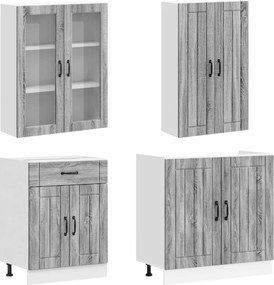vidaXL Μονάδα κουζίνας LUCCA 8 pcs Γκρι Sonoma Επεξεργασμένο Ξύλο