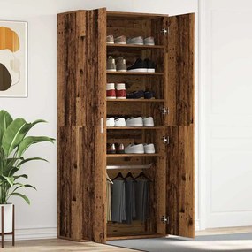 vidaXL Ντουλάπα Παπουτσιών Καφέ 80 x 39 x 180 εκ Επεξεργασμένο ξύλο