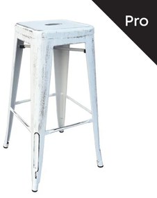 RELIX Σκαμπό Bar-Pro, Στοιβαζόμενο, Μέταλλο Βαφή Antique White 43x43 H.76cm Ε5190,12