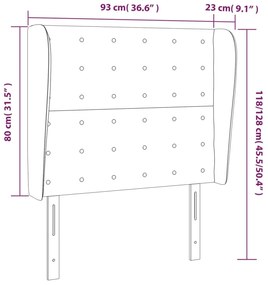 Κεφαλάρι με Πτερύγια Γκρι 93x23x118/128 εκ. Συνθετικό Δέρμα - Γκρι