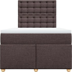 vidaXL Κρεβάτι Boxspring με Στρώμα Σκούρο Καφέ 120x200 εκ. Υφασμάτινο