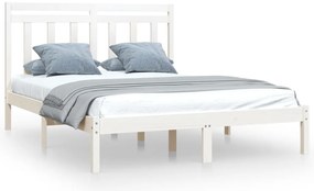 vidaXL Πλαίσιο Κρεβατιού Λευκό 135x190 εκ. από Μασίφ Ξύλο Double
