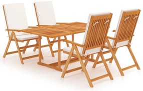vidaXL Σετ Τραπεζαρίας Κήπου 5 τεμ. από Μασίφ Ξύλο Teak με Μαξιλάρια