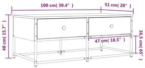 Τραπεζάκι Σαλονιού Καφέ Δρυς 100x51x40 εκ. Επεξεργασμ. Ξύλο - Καφέ