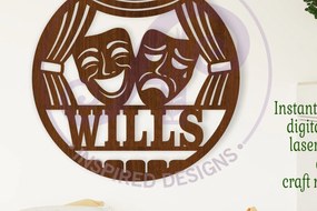 Σετ των 3 Intra απο ξύλο plywood 3mm-4mm πάχος Πινακίδα ονόματος θέματος Broadway Theatre Arts Δίασταση 6x6 cm INTRAFABR-109774639