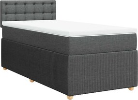 vidaXL Κρεβάτι Boxspring με Στρώμα Σκούρο Γκρι 90x190 εκ. Υφασμάτινο