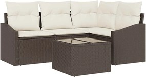 vidaXL Σετ Καναπέ με μαξιλάρι 5 pcs Καφέ συνθετικό ρατάν