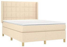 Κρεβάτι Boxspring με Στρώμα Κρεμ 140x200 εκ. Υφασμάτινο - Κρεμ