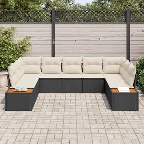 vidaXL Σετ Καναπέ Κήπου 5 pcs Μαύρο και κρεμ 289 x 209 x 85 εκ