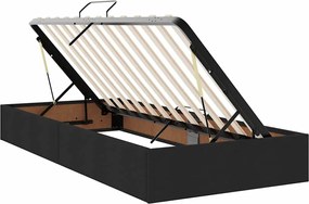 vidaXL LED Κρεβάτι αποθήκευσης με στρώμα Μαύρο 100 x 200 cm Ύφασμα