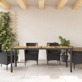 vidaXL Τραπέζι Κήπου Επιφάνεια Ακακίας Μαύρο 190x90x75 εκ Συνθ Ρατάν