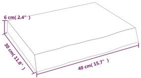 Πάγκος Μπάνιου 40x30x(2-6) εκ. από Ακατέργαστο Μασίφ Ξύλο - Καφέ