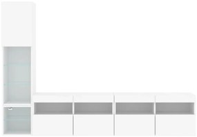 vidaXL Έπιπλα Τοίχου Τηλεόρασης 4 τεμ LED Λευκά από Επεξεργασμένο Ξύλο