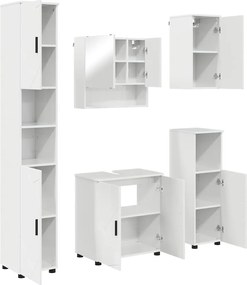 vidaXL Σετ Επίπλων Μπάνιου Επιτοίχιο 5 pcs Υψηλής γυαλάδας λευκό