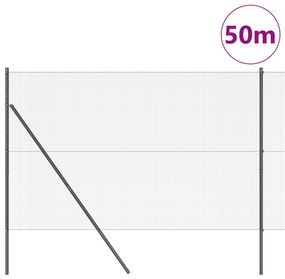 vidaXL Φράχτης συρματόπλεγμα  με 7 στυλ Γκρι 1.4x50 μ Μέταλλο