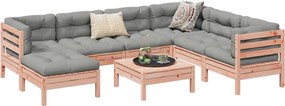 vidaXL Καναπές Κήπου Σετ 8 Τεμ. Μασίφ Ψευδοτσούγκα Ελάτης Μαξιλάρια