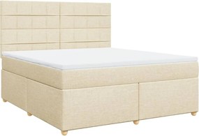 vidaXL Κρεβάτι Boxspring με Στρώμα Κρεμ 180x200 εκ. Υφασμάτινο