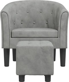 vidaXL Πολυθρόνα Μπάρελ με Υποπόδιο Ανοιχτό Γκρι Βελούδινη