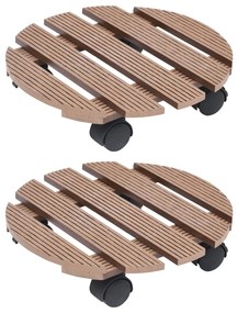 vidaXL Βάσεις για Γλάστρες με Ρόδες 2 τεμ. Καφέ Ø30x7,5 εκ. από WPC