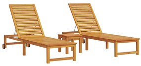 vidaXL Ξαπλώστρα 3 pcs Καφέ 35 x 35 x 34εκ Μασίφ ξύλο ακακίας