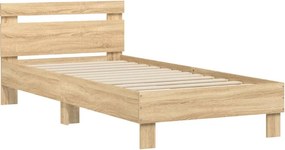 vidaXL Πλαίσιο Κρεβατιού με Κεφαλάρι Sonoma Δρυς 90x200 εκ. Επεξ. Ξύλο