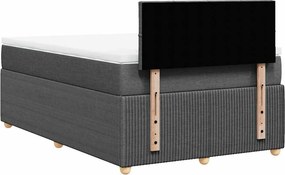 vidaXL Κρεβάτι Boxspring με Στρώμα Σκούρο Γκρι 120x200 εκ. Υφασμάτινο