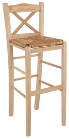 Wooden traditional stool Unpainted with straw