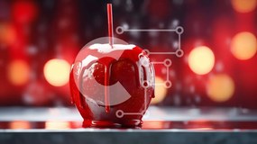 Σετ των 2 Intra Συλλεκτικό Ξύλινο Παζλ Plywood 4mm - Μήλο καραμέλας με γλάσο και καλαμάκι Σε Ξύλινο Κουτί - Διαστάσεις: 10x10 cm – 25 κομμάτια