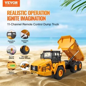 VEVOR RC Remote Control Dump Truck Toy Construction Vehicle Toy 11CH 1:16 Scale