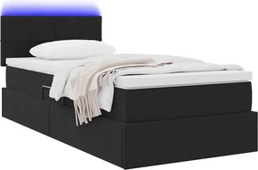 vidaXL LED Κρεβάτι αποθήκευσης με στρώμα Μαύρο 100 x 200 cm Βελούδο