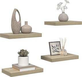 vidaXL Ράφια Τοίχου 4 τεμ. Χρώμα Δρυός 40x23,5x3,8 εκ. MDF