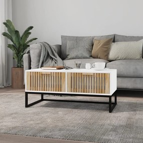 vidaXL Τραπεζάκι Σαλονιού Λευκό 80x40x35εκ Επεξεργασμένο Ξύλο &amp; Σίδερο