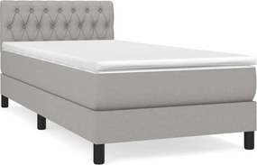vidaXL Κρεβάτι Boxspring με Στρώμα Ανοιχτό Γκρι 90x200 εκ. Υφασμάτινο