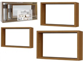 Σετ 3 Ράφια Κυβικά ArteLibre Φυσικό Ξύλο 70x35x15cm Σε 3 Διαστάσεις
