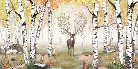 Amazing Antlers Autumn Ταπετσαρια Τοιχου Μπεζ Πρασινο Επιθυμητη Διασταση