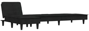 vidaXL Καναπές Κρεβάτι Γωνιακός Μαύρος 255 x 140 x 70 εκ. Βελούδινος