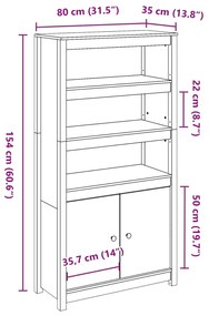 ΝΤΟΥΛΑΠΙ ΨΗΛΟ ΓΚΡΙ 80X35X154 ΕΚ. ΑΠΟ ΜΑΣΙΦ ΞΥΛΟ ΠΕΥΚΟΥ 823521