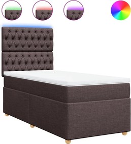 vidaXL Κρεβάτι Boxspring με Στρώμα Σκούρο Καφέ 80x200 εκ. Υφασμάτινο