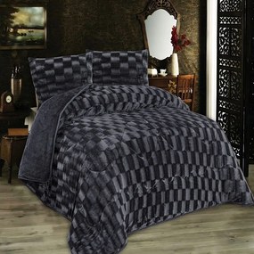 Κουβερτοπάπλωμα 1940 Με Εφέ Fleece Grey-Black DimCol Υπέρδιπλo 220x240cm Πολυέστερ