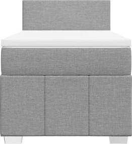vidaXL Κρεβάτι Boxspring με Στρώμα Ανοιχτό Γκρι 90x190 εκ. Υφασμάτινο