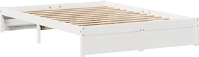 vidaXL Σκελετός Κρεβ. Χωρίς Στρώμα Λευκό 140x190 εκ Μασίφ Πεύκο