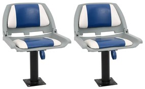 vidaXL Κάθισμα Σκάφους Πτυσσόμενο 4 τεμ. Μπλε/Λευκό 48x51x41 εκ.