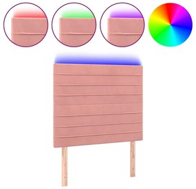 vidaXL Κεφαλάρι Κρεβατιού LED Ροζ 100x5x118/128 εκ. Βελούδινο