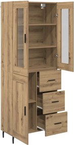 vidaXL Highboard με συρτάρι 2 pcs Artisan Oak Επεξεργασμένο ξύλο